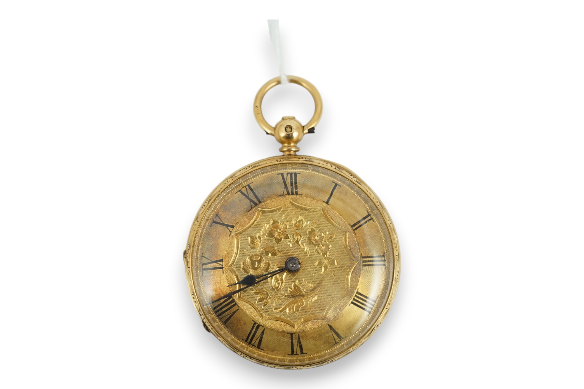 A Victorian 18ct gold open face keywind pocket watch, by George Woolley, Bristol, with Roman dial